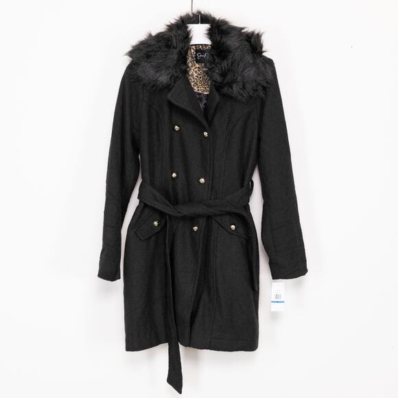 Jessica Simpson Women Double Breasted Fashion Coat Wool Black Size XL - Picture 3 of 9